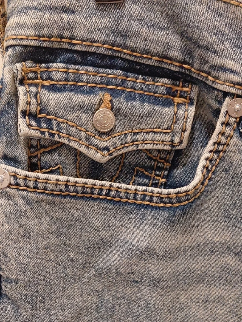 True Religion Light Blue Distressed Back Pocket Jeans